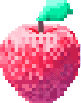 粉色背景上的像素化苹果