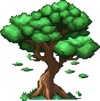 电脑游戏中的像素树PNG插画