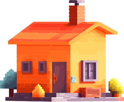 像素风格橙色房子