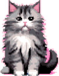 透明背景暗银浅洋红像素猫插画