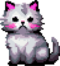 暗银浅洋红色像素猫可商用插画