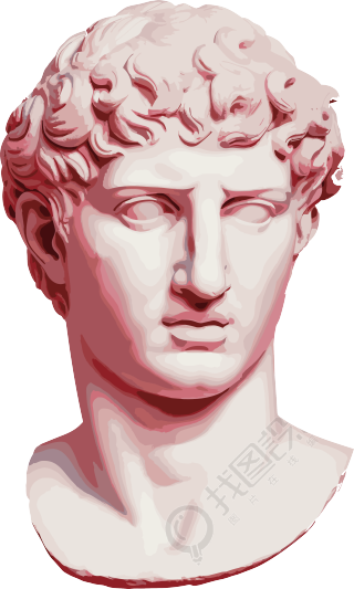 古罗马风格粉红与深红色的大理石罗马头像素材