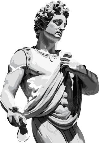 罗马风格黑白男子雕塑