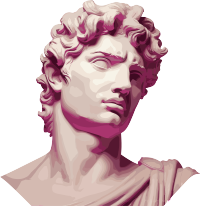 名人形象融合：粉色背景中的人物雕像素材