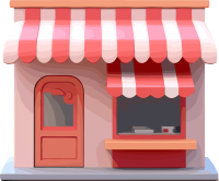 创意色块小店铺带雨棚的3D渲染元素