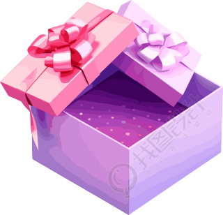 3D立体粉色和紫色的礼品盒素材