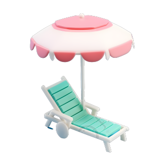 软色调玩具沙滩椅带遮阳伞元素