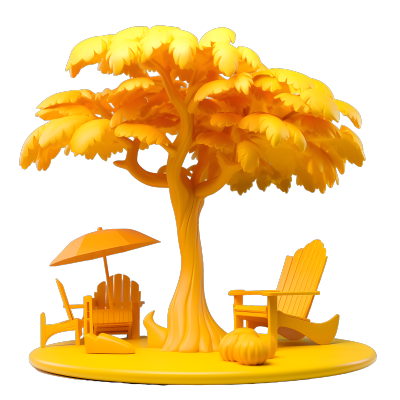 黄色树雕塑图形素材