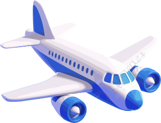 蓝白色玩具飞机透明背景插画