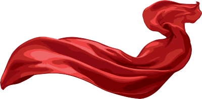 白色背景上飘动的红丝绸布料PNG插画