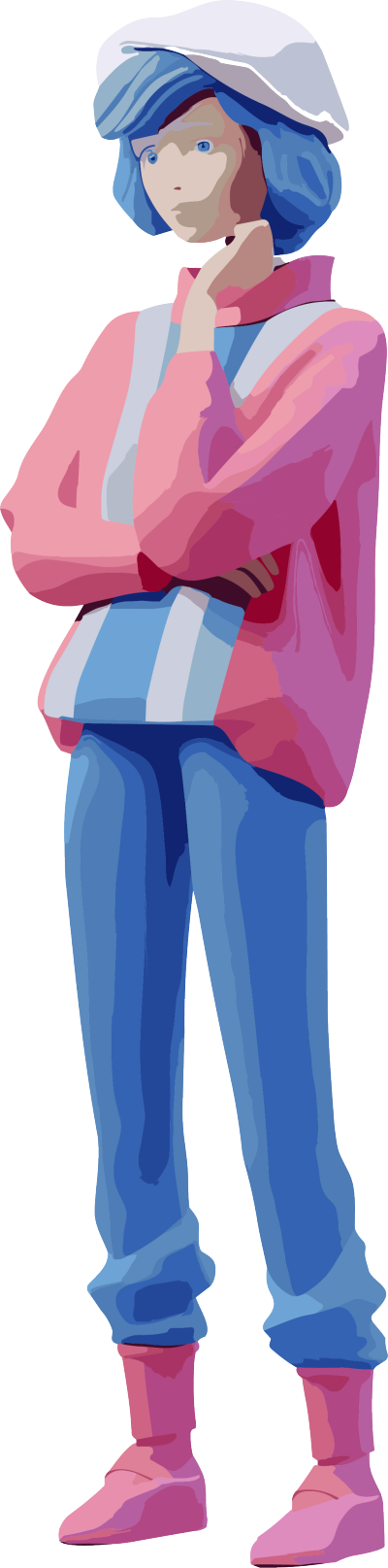 暗粉色和天蓝色款式的人物穿着毛衣的3D元素