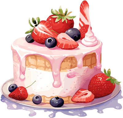 草莓蛋糕插画设计素材