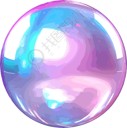 蓝粉色渐变的闪光球透明背景元素