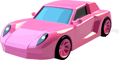 3D粉色汽车模型插画