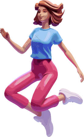 蓝粉跳舞女孩3D模型元素