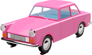 3D透明背景粉色汽车模型插画