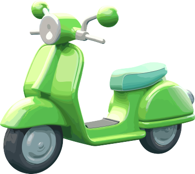 可爱卡通风格绿色摩托车3D渲染模型素材