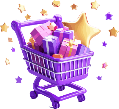 闪亮星空紫色购物篮素材