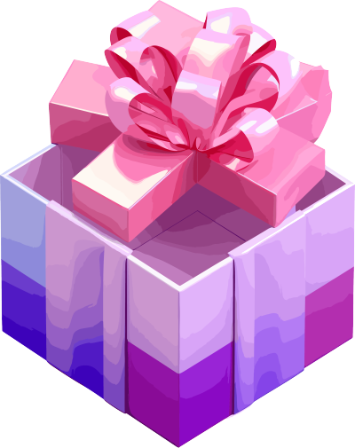 3D粉紫色开启的礼盒PNG素材