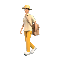 带帽子和背包的男人3D图像元素