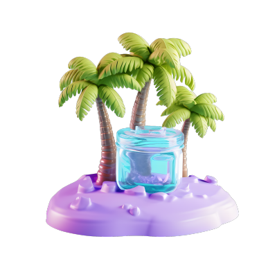 紫色底座绿色棕榈树插图设计素材