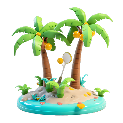 卡通玩具热带风情棕榈树插画素材