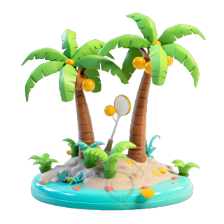 卡通玩具热带风情棕榈树插画素材
