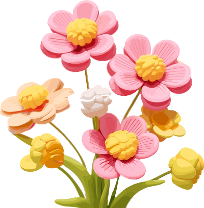可爱粉黄色3D打印花朵素材