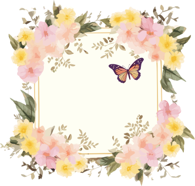 透明背景花卉蝴蝶框架PNG素材