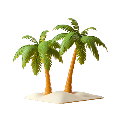 双棕榈树透明背景图形素材