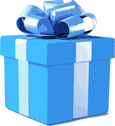 透明背景的蓝色礼物盒PNG图形素材