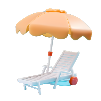 海洋风格白色沙滩椅遮阳伞插画素材