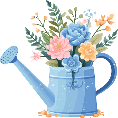 浅海蓝色花朵洒水壶元素
