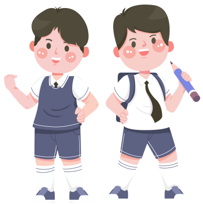 手绘开学季穿着校服的男同学插画