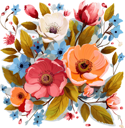 透明背景的花朵插画设计元素