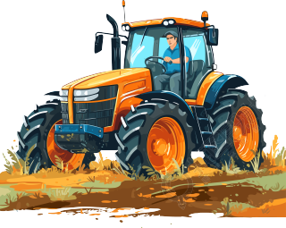 农夫和拖拉机的矢量插画元素