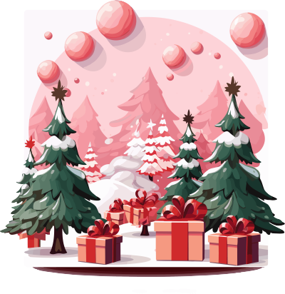 圣诞节粉色扁平插画设计元素