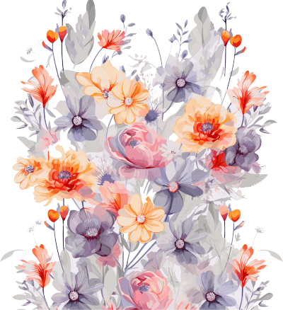 透明背景的Pastel风格矢量花朵插画设计素材