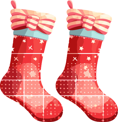 圣诞袜矢量粉色扁平插画设计