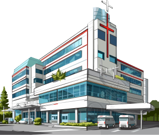 透明背景的医院插画设计元素