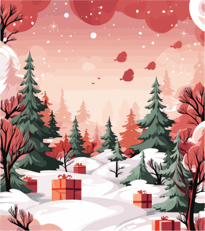 粉色平面插画圣诞节卡片元素