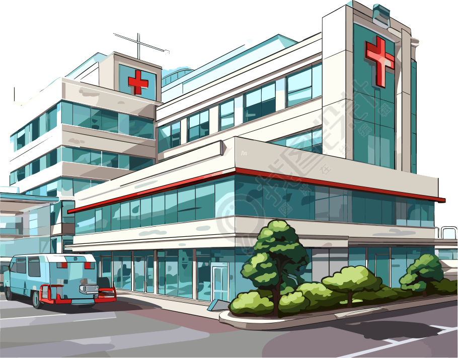 医院矢量插画设计元素