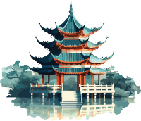 中国风亭台插画矢量图