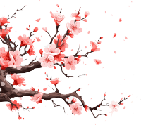 冬日凋零的树枝上开满桃花元素