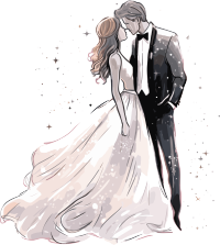 金光闪闪的浪漫婚礼插画素材