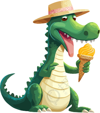 欢乐呼啦鳄鱼与冰淇淋三明治元素