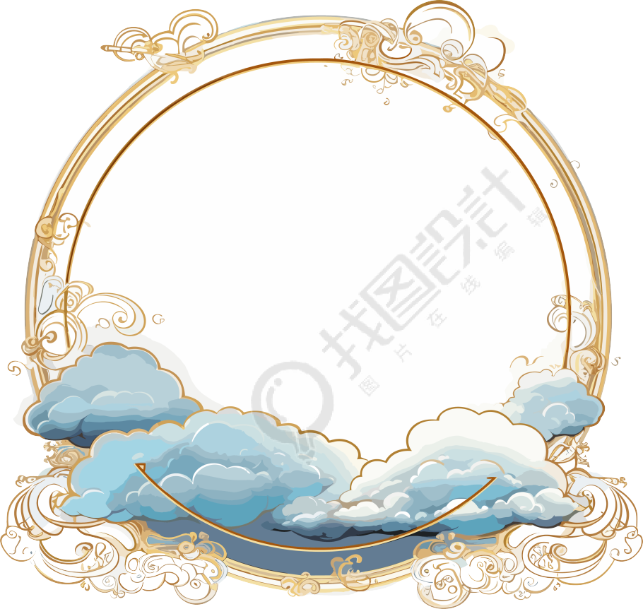 艺术新潮风格白色云彩PNG素材