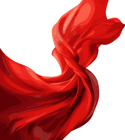 红丝绸飘舞的抽象矢量插画元素