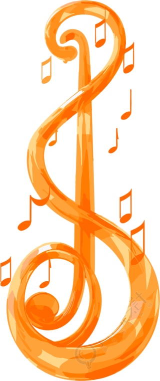 橙色乐谱符号透明背景可商用元素