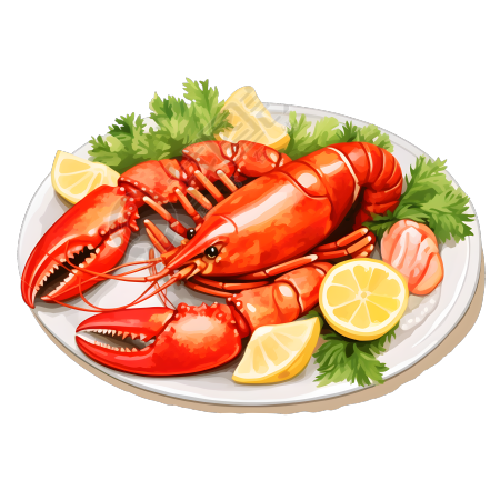 独立食品板上的龙虾和螃蟹元素